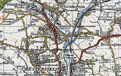 Old map of Whittington Moor in 1947