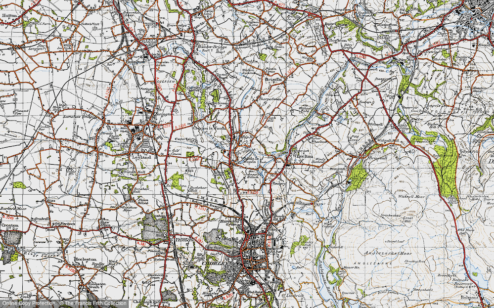 Old Map of Whittle-le-Woods, 1947 in 1947