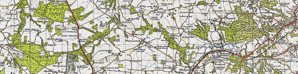 Old map of Whittonstall in 1947