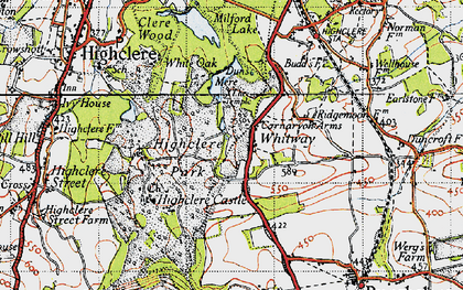Old map of Whitway in 1945