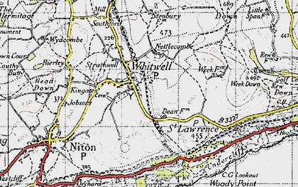 Old map of Whitwell in 1945