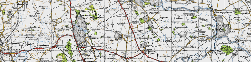 Old map of Whixley in 1947