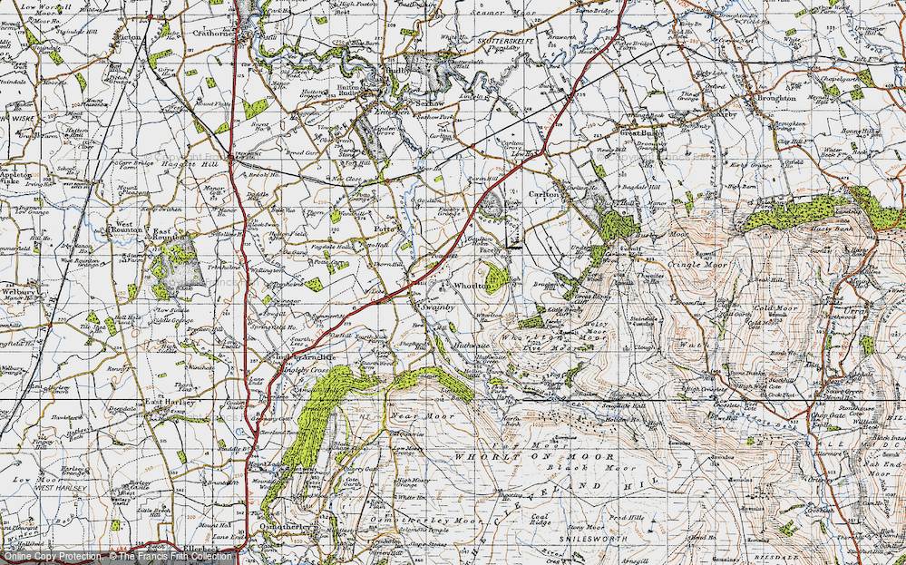 Old Map of Historic Map covering Whorl Hill in 1947