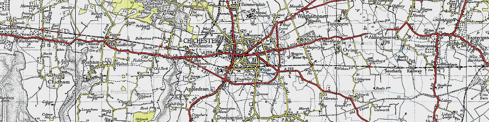 Old map of Whyke in 1945