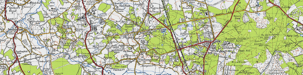 Old map of Wick Hill in 1940