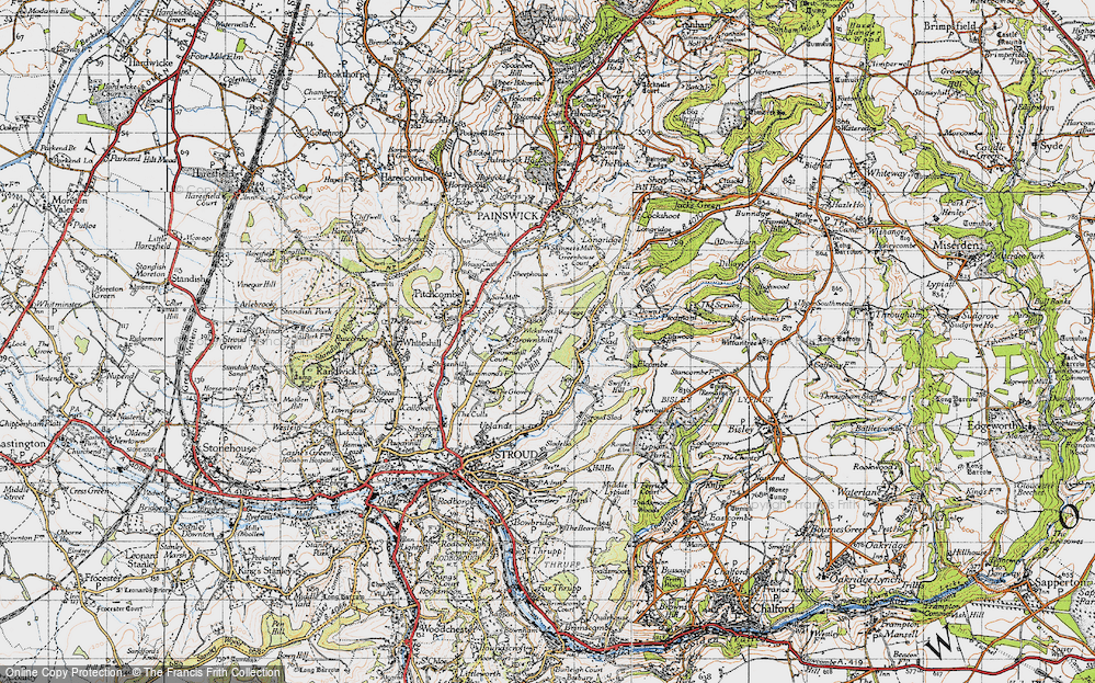 Old Map of Historic Map covering Wickridge Hill in 1946