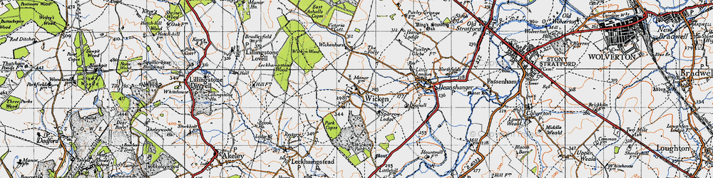 Old map of Wicken Wood in 1946