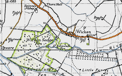 Old map of Wicken Fen in 1946