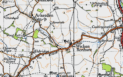 Old map of Wicken Water in 1946