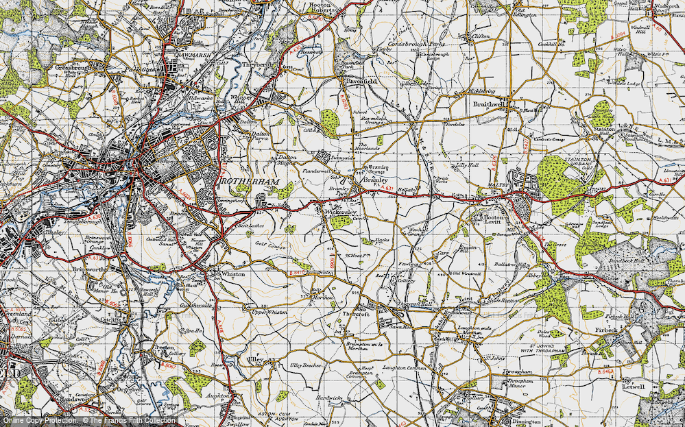 Old Map of Wickersley, 1947 in 1947