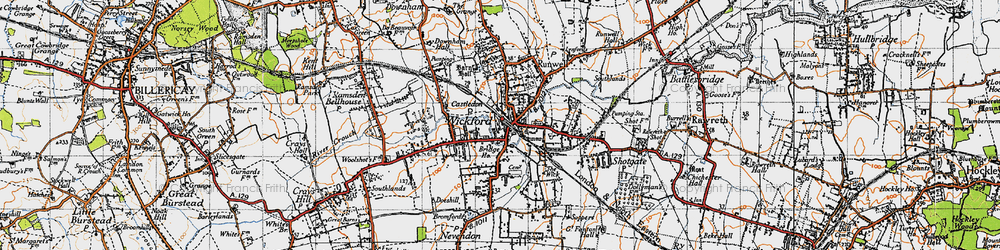 Old map of Wickford in 1945