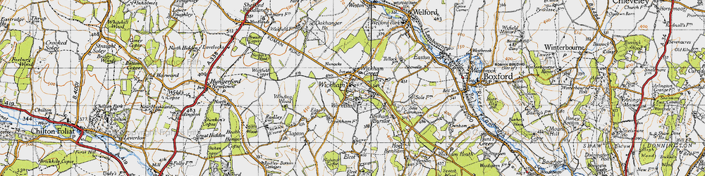 Old map of Wickham in 1945