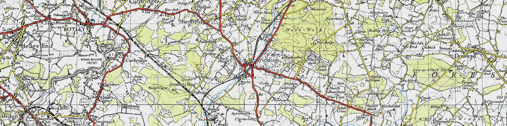 Old map of Wickham in 1945