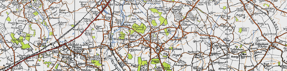 Old map of Wickham Bishops in 1945