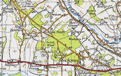 Old map of Wickham Heath in 1945