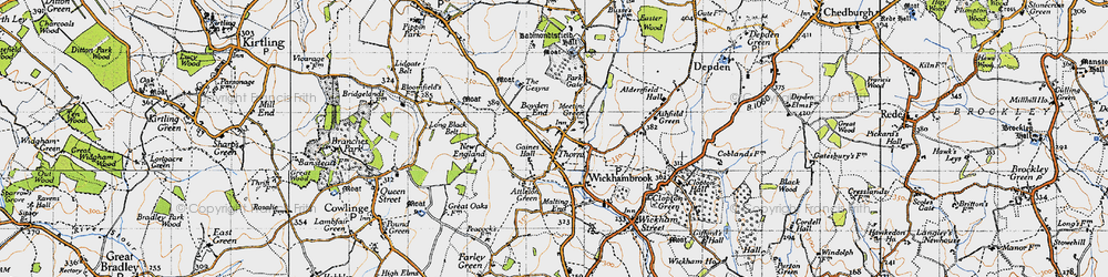 Old map of Wickhambrook in 1946