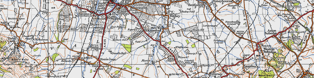 Old map of Wickhamford in 1946