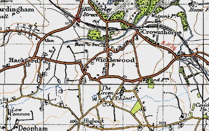 Old map of Wicklewood in 1946