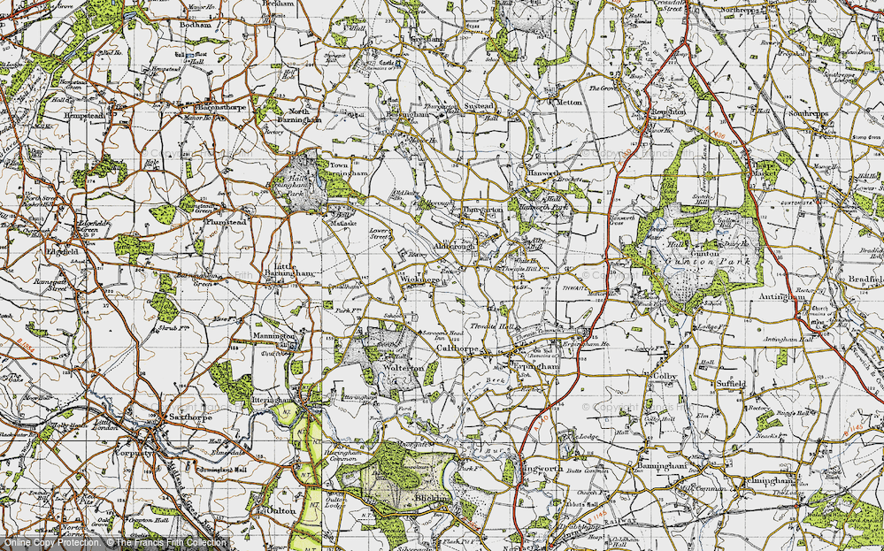 Old Map of Wickmere, 1945 in 1945