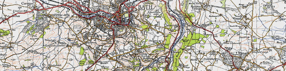Old map of Widcombe in 1946
