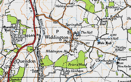 Old map of Widdington in 1946