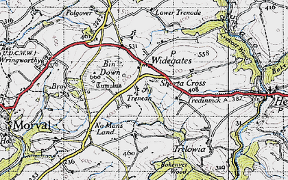 Old map of Widegates in 1946