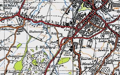 Old map of Widford in 1945