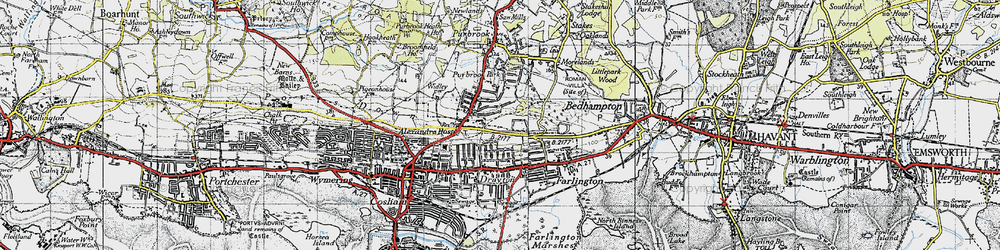 Old map of Widley in 1945