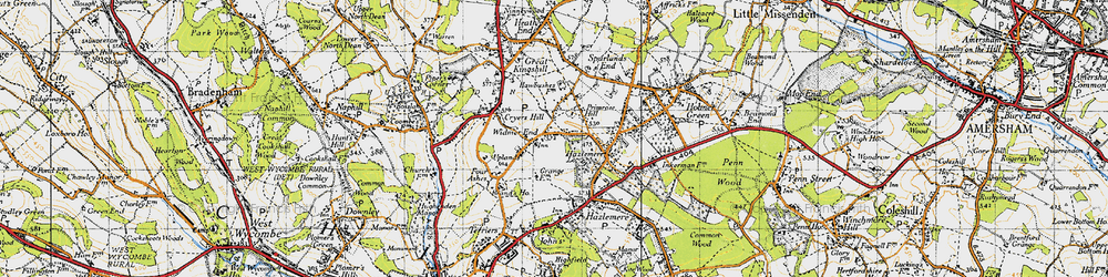 Old map of Widmer End in 1947
