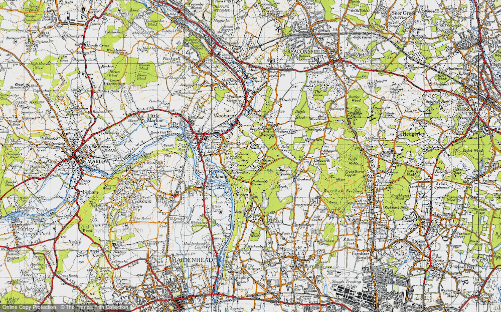 Old Map of Historic Map covering Cliveden in 1945