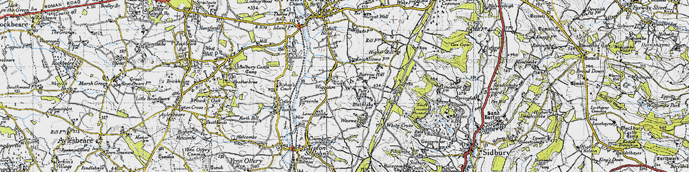 Old map of Wiggaton in 1946
