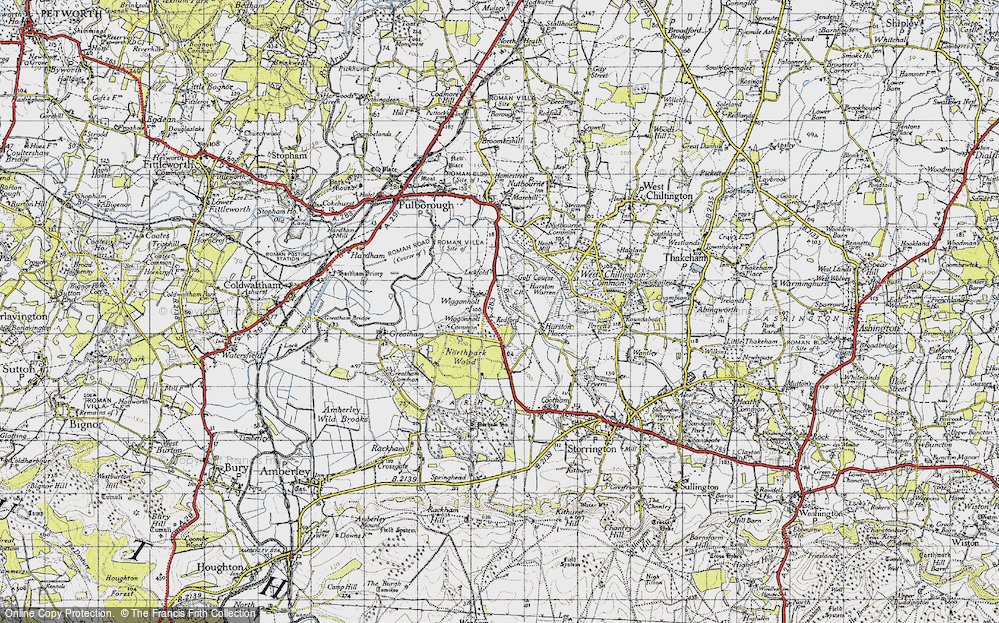 Old Map of Historic Map covering Wiggonholt Common in 1940