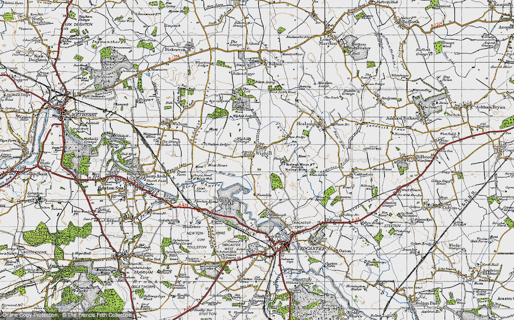 Old Map of Historic Map covering Healaugh Manor Fm in 1947