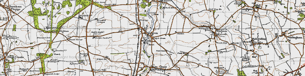 Old map of Wighton in 1946