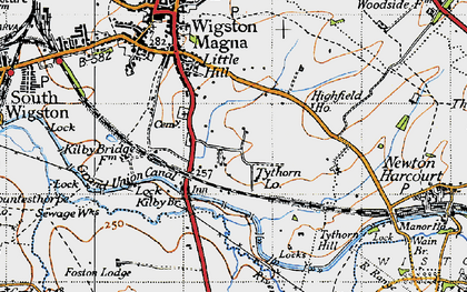 Old map of Wigston Harcourt in 1946