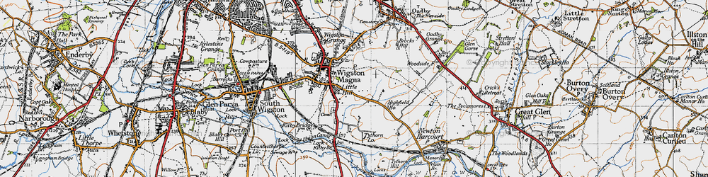 Old map of Wigston Magna in 1946