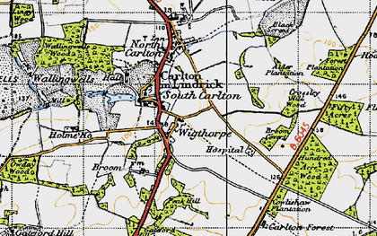 Old map of Wigthorpe in 1947