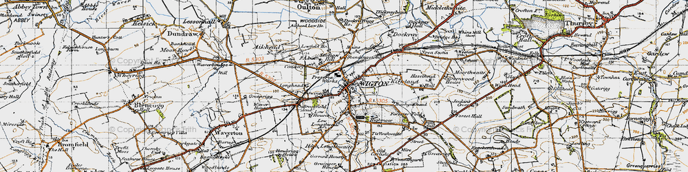 Old map of Wigton in 1947