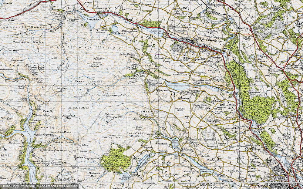 Old Map of Historic Map covering Ewden in 1947