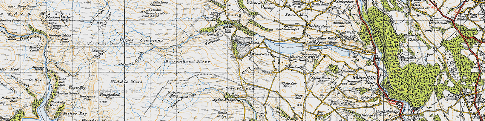 Old map of Broomhead Moor in 1947