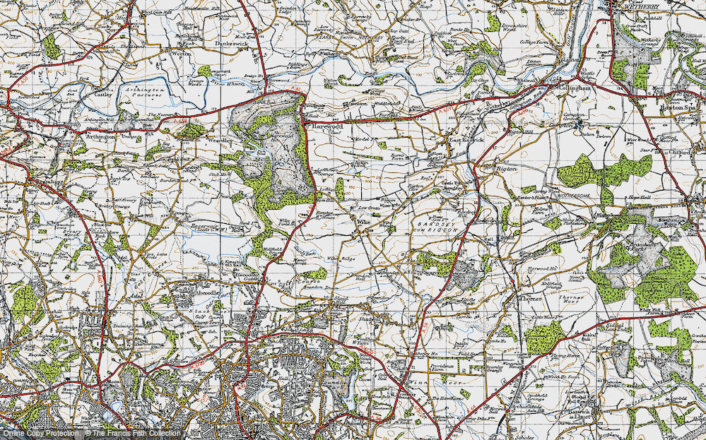 Old Map of Historic Map covering Wike Whin in 1947