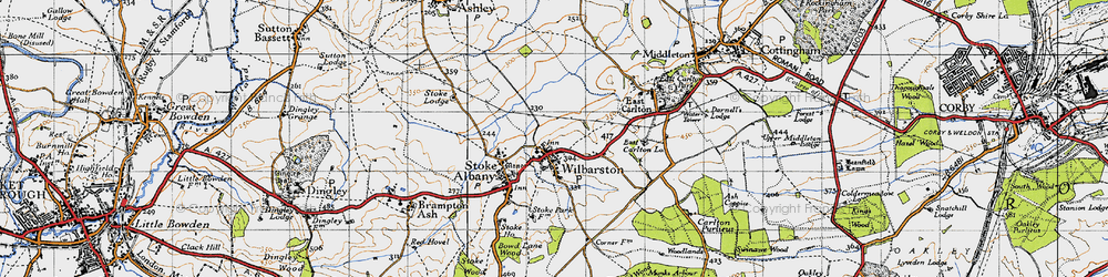 Old map of Wilbarston in 1946