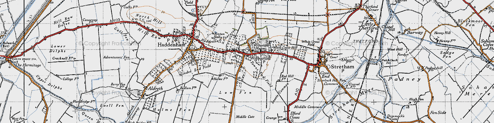 Old map of Wilburton in 1946