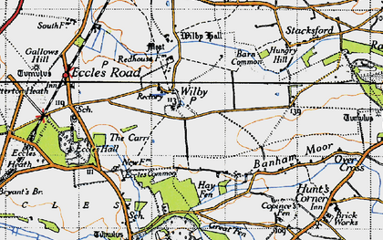 Old map of Wilby in 1946