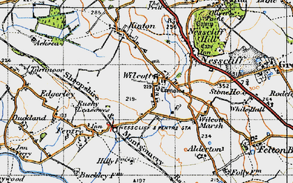 Old map of Wilcott in 1947