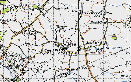 Old map of Wilden in 1946