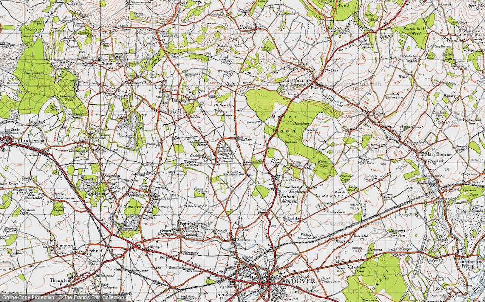 Old Map of Wildhern, 1945 in 1945