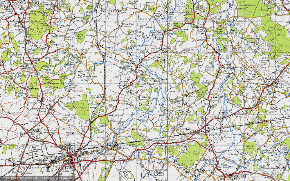 Old Map of Historic Map covering Sherfield School in 1945