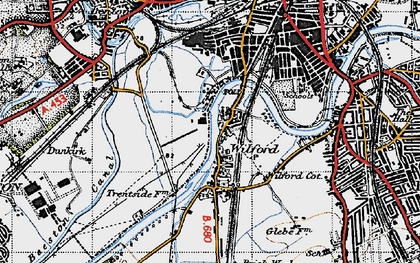 Old map of Wilford in 1946