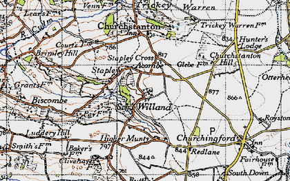 Old map of Willand in 1946